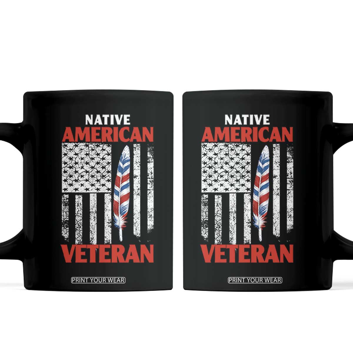 Native American Veteran USA Flag Patriotic Soldier Coffee Mug