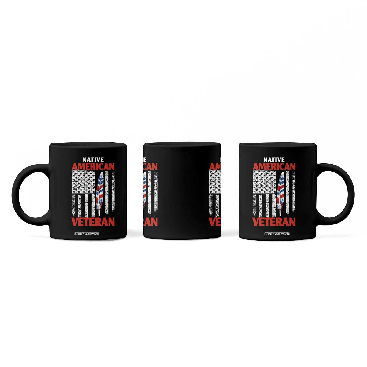 Native American Veteran USA Flag Patriotic Soldier Coffee Mug