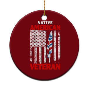 Native American Veteran USA Flag Patriotic Soldier Ceramic Ornament