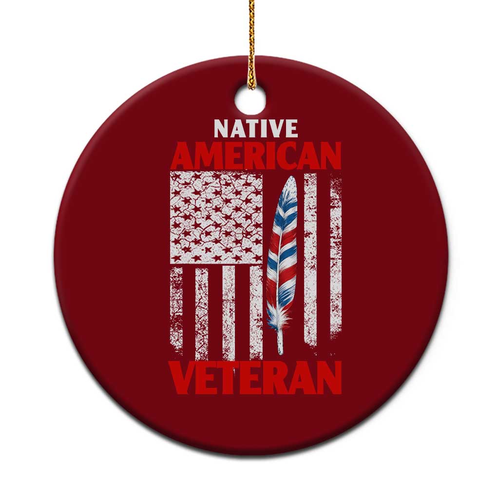 Native American Veteran USA Flag Patriotic Soldier Ceramic Ornament TS14 1pc Red Print Your Wear