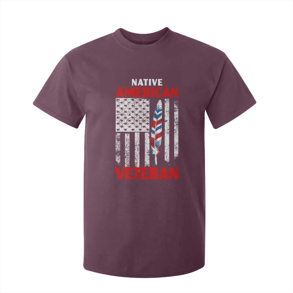 Native American Veteran USA Flag Patriotic Soldier T Shirt For Kid