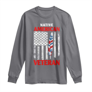 Native American Veteran USA Flag Patriotic Soldier Long Sleeve Shirt