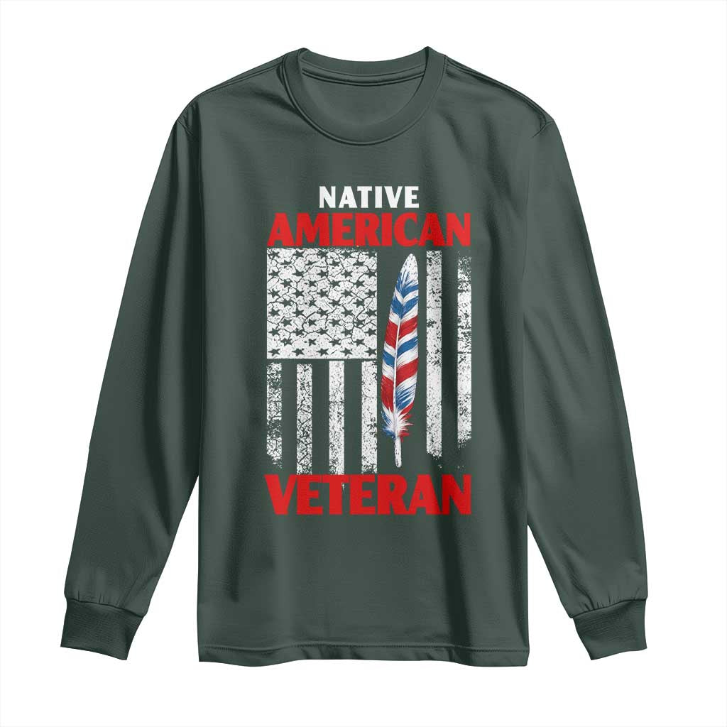 Native American Veteran USA Flag Patriotic Soldier Long Sleeve Shirt