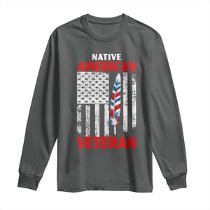 Native American Veteran USA Flag Patriotic Soldier Long Sleeve Shirt