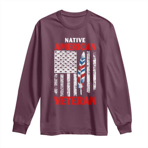 Native American Veteran USA Flag Patriotic Soldier Long Sleeve Shirt