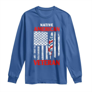 Native American Veteran USA Flag Patriotic Soldier Long Sleeve Shirt