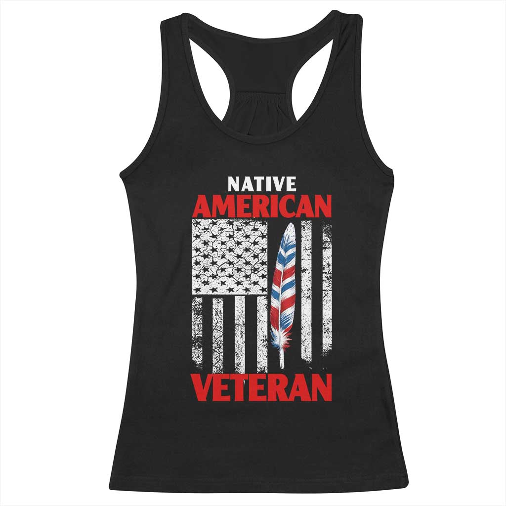 Native American Veteran USA Flag Patriotic Soldier Racerback Tank Top TS14 Black Print Your Wear