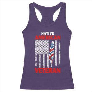 Native American Veteran USA Flag Patriotic Soldier Racerback Tank Top
