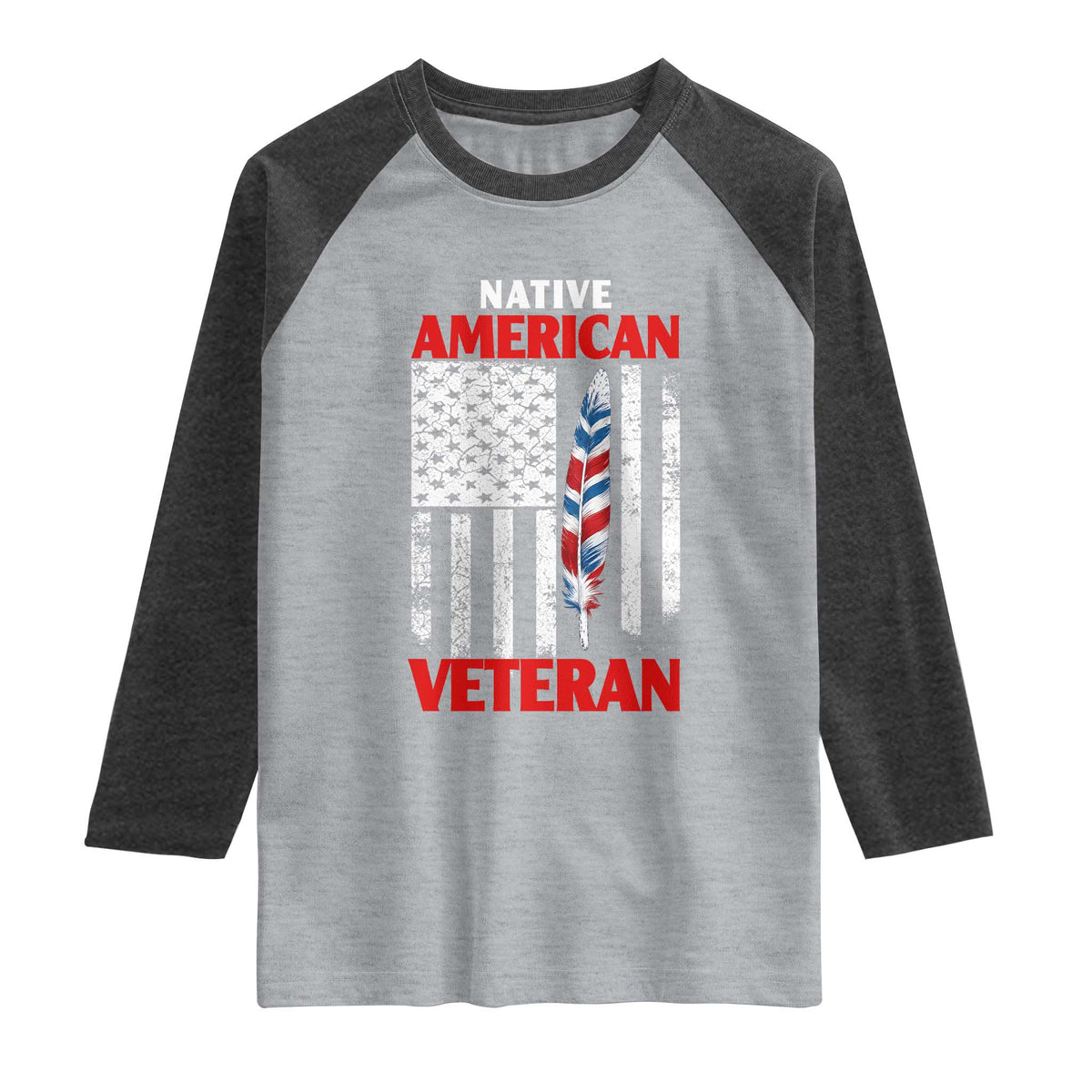 Native American Veteran USA Flag Patriotic Soldier Raglan Shirt