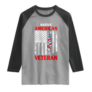 Native American Veteran USA Flag Patriotic Soldier Raglan Shirt