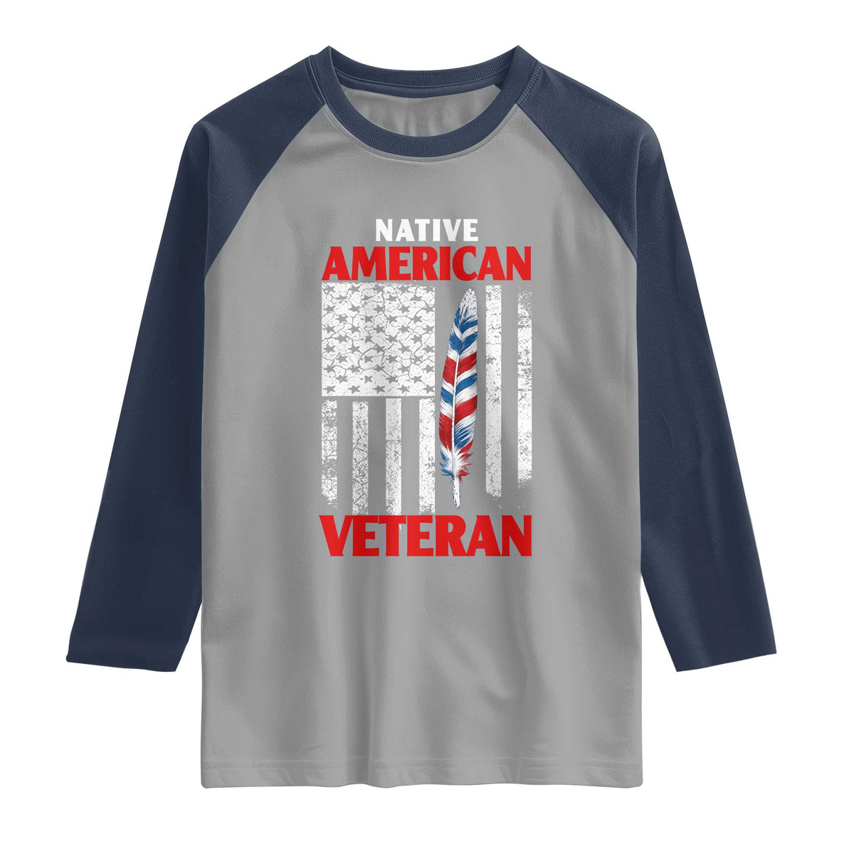 Native American Veteran USA Flag Patriotic Soldier Raglan Shirt