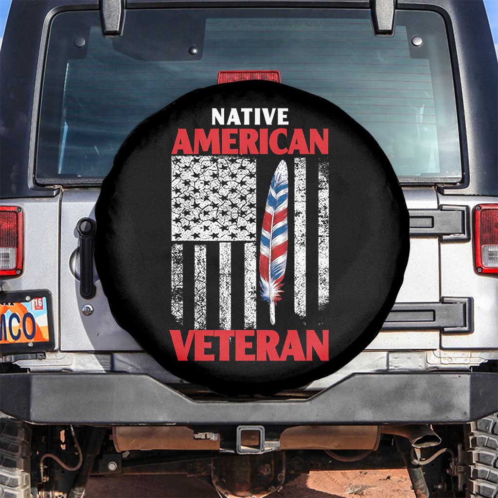Native American Veteran USA Flag Patriotic Soldier Spare Tire Cover