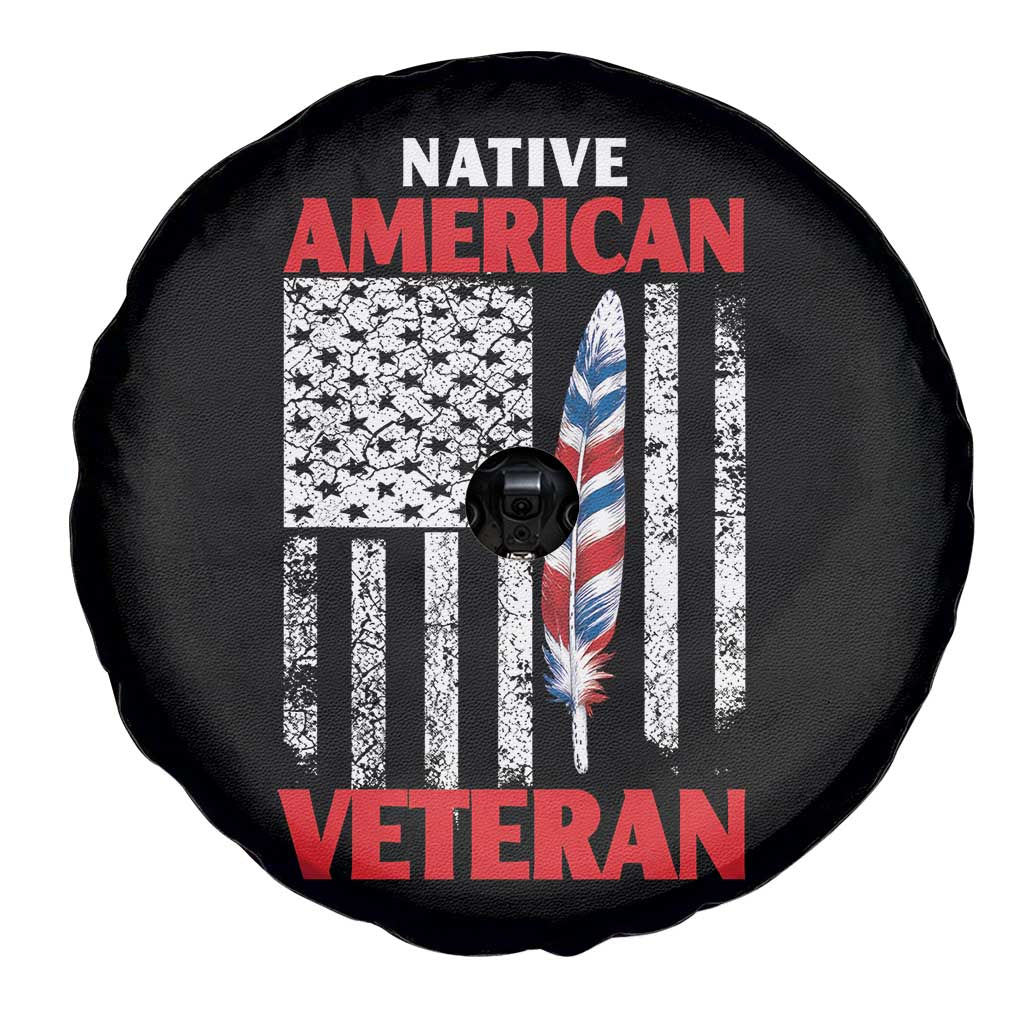 Native American Veteran USA Flag Patriotic Soldier Spare Tire Cover