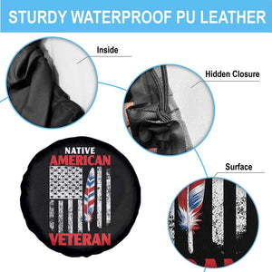 Native American Veteran USA Flag Patriotic Soldier Spare Tire Cover