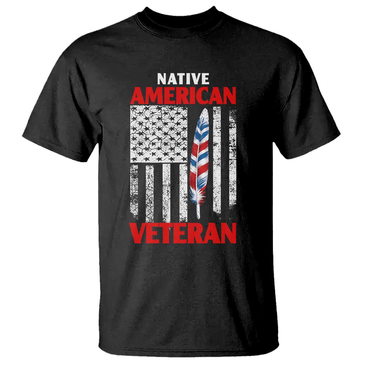 Native American Veteran USA Flag Patriotic Soldier T Shirt TS14 Black Print Your Wear
