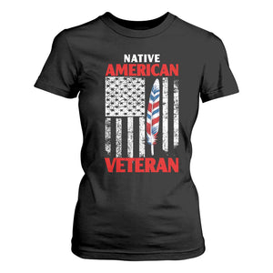 Native American Veteran USA Flag Patriotic Soldier T Shirt For Women