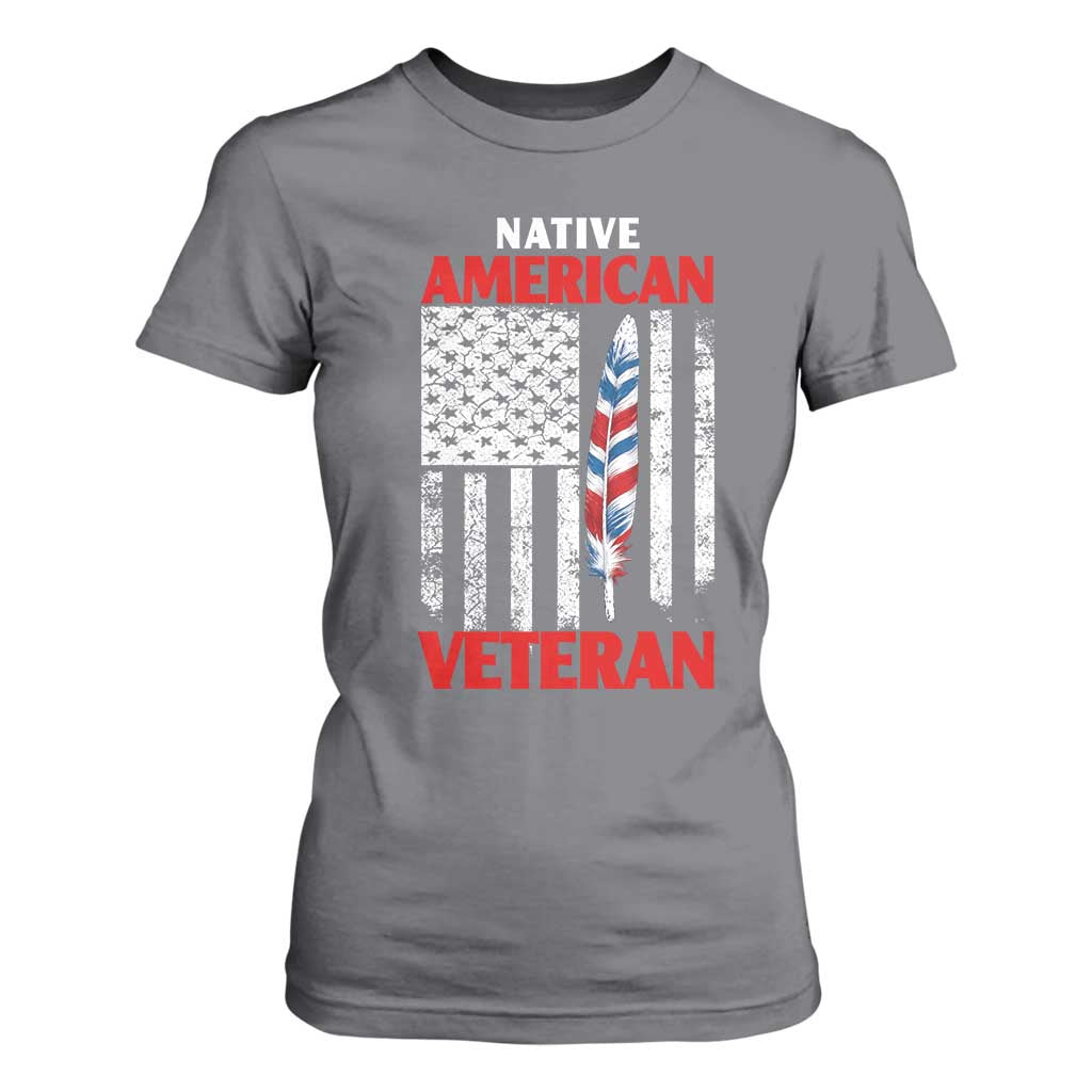 Native American Veteran USA Flag Patriotic Soldier T Shirt For Women