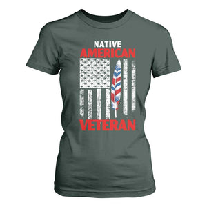 Native American Veteran USA Flag Patriotic Soldier T Shirt For Women