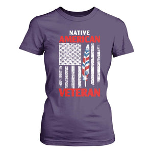 Native American Veteran USA Flag Patriotic Soldier T Shirt For Women