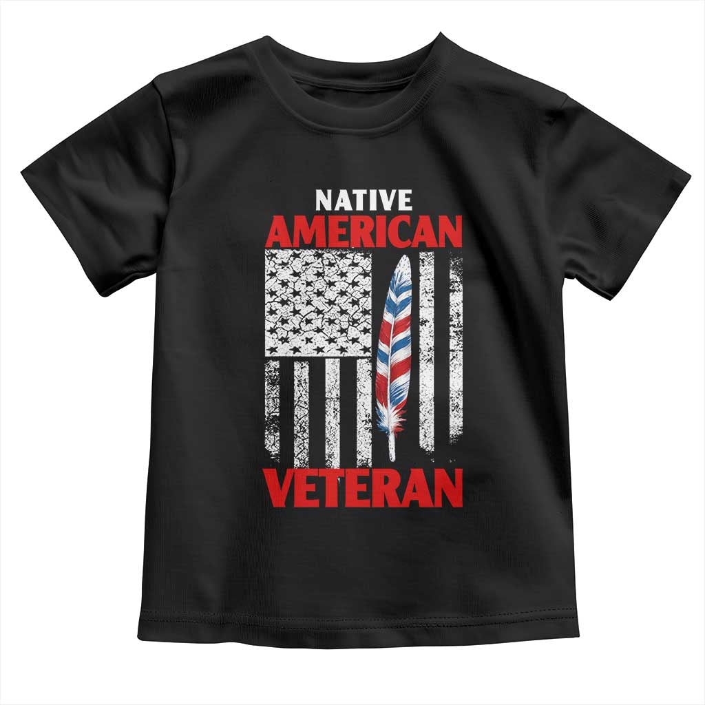 Native American Veteran USA Flag Patriotic Soldier Toddler T Shirt TS14 Black Print Your Wear