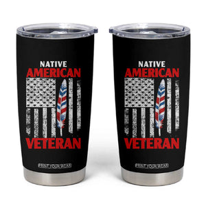 Native American Veteran USA Flag Patriotic Soldier Tumbler Cup