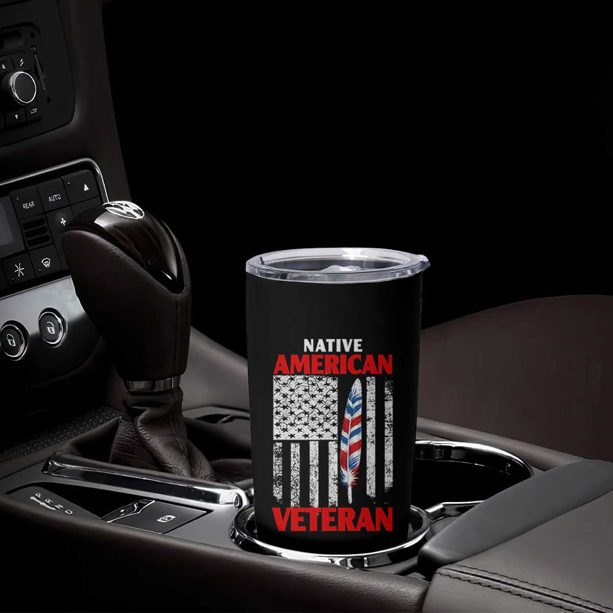 Native American Veteran USA Flag Patriotic Soldier Tumbler Cup
