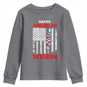 Native American Veteran USA Flag Patriotic Soldier Youth Sweatshirt