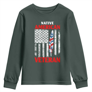 Native American Veteran USA Flag Patriotic Soldier Youth Sweatshirt