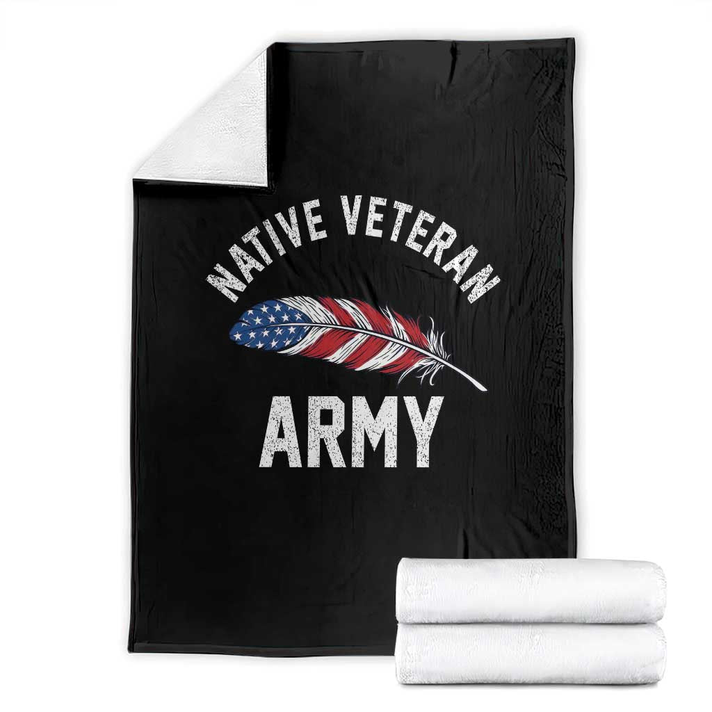 Native American Army Veteran US Flag Indigenous Soldier Throw Blanket TS14 Black Print Your Wear