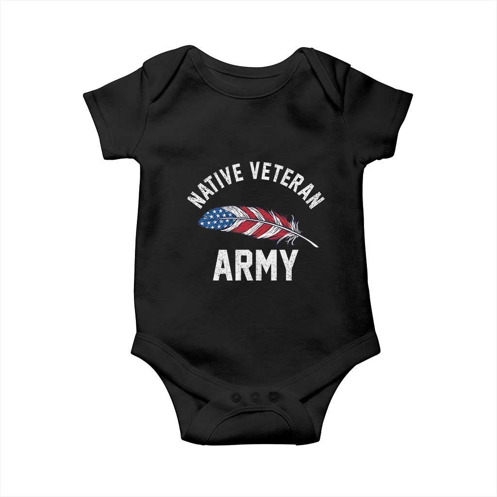 Native American Army Veteran US Flag Indigenous Soldier Baby Onesie