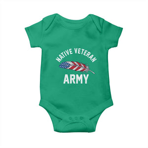 Native American Army Veteran US Flag Indigenous Soldier Baby Onesie