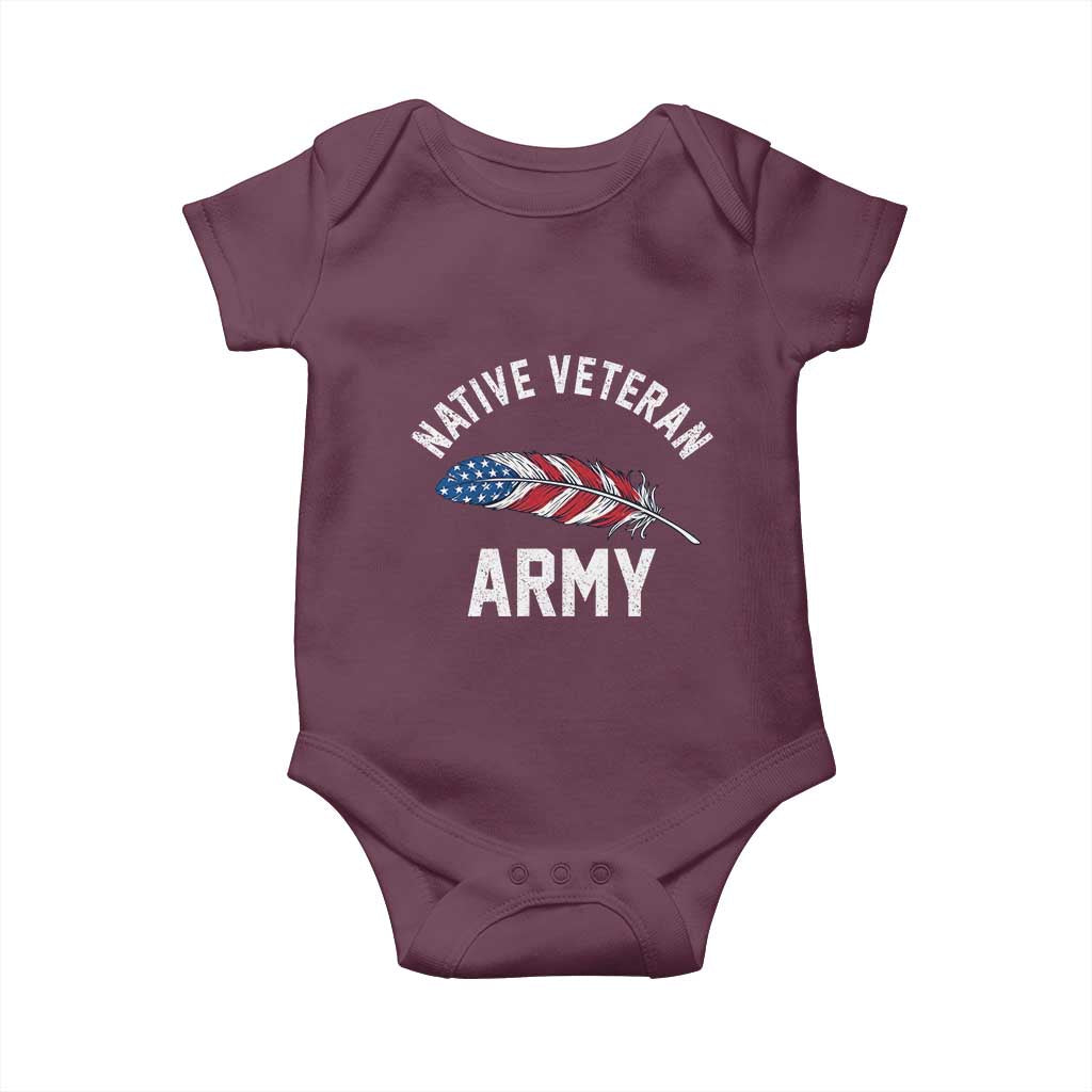 Native American Army Veteran US Flag Indigenous Soldier Baby Onesie