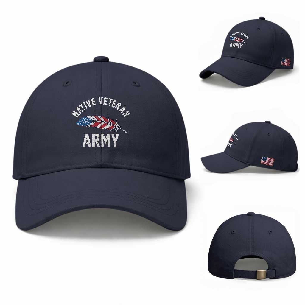 Native American Army Veteran US Flag Indigenous Soldier Baseball Cap