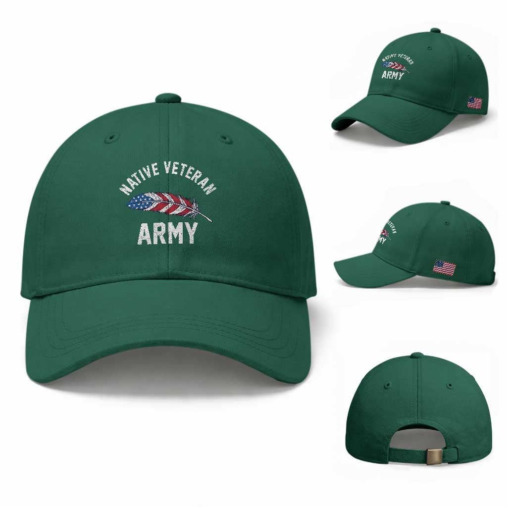 Native American Army Veteran US Flag Indigenous Soldier Baseball Cap