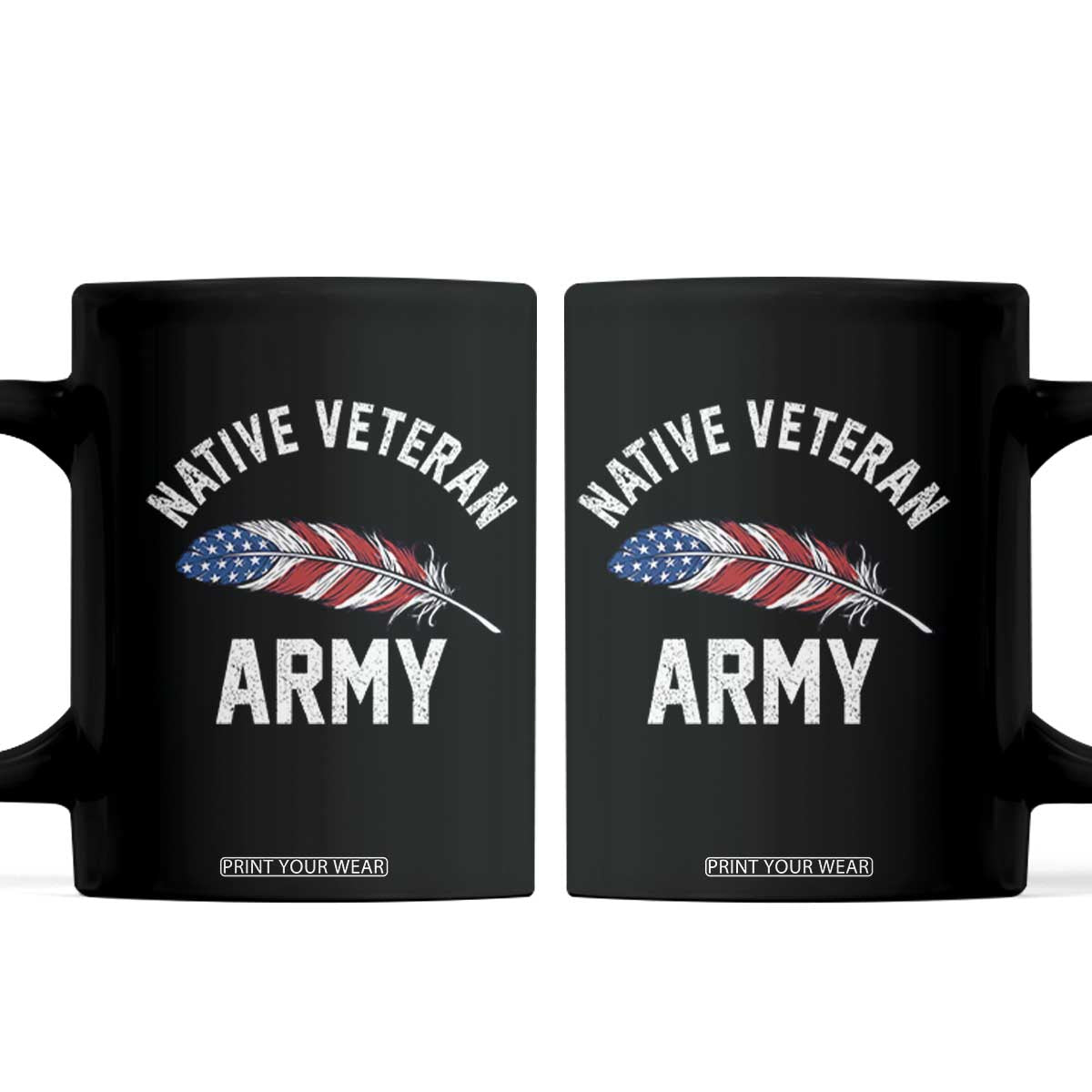 Native American Army Veteran US Flag Indigenous Soldier Coffee Mug TS14 Black Print Your Wear