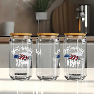 Native American Army Veteran US Flag Indigenous Soldier Glass Can
