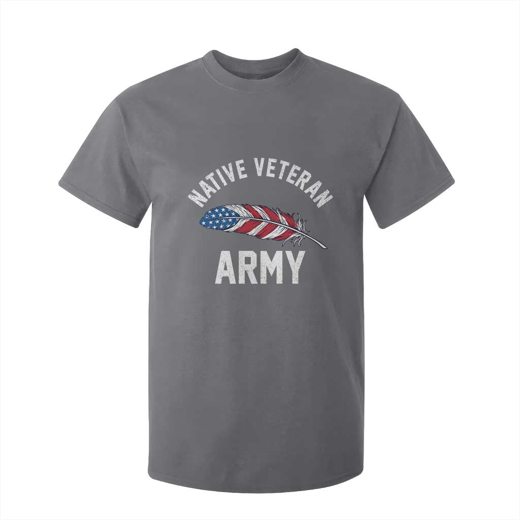 Native American Army Veteran US Flag Indigenous Soldier T Shirt For Kid
