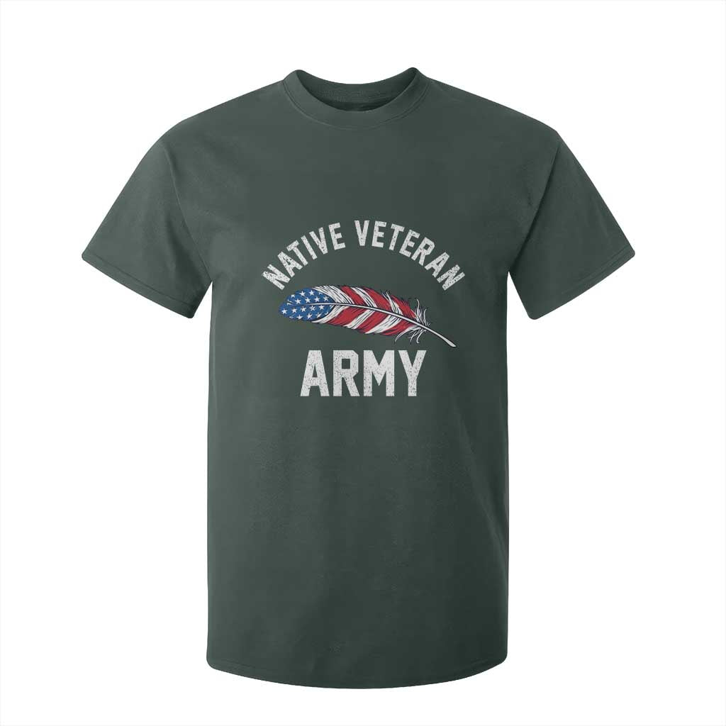 Native American Army Veteran US Flag Indigenous Soldier T Shirt For Kid