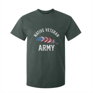 Native American Army Veteran US Flag Indigenous Soldier T Shirt For Kid