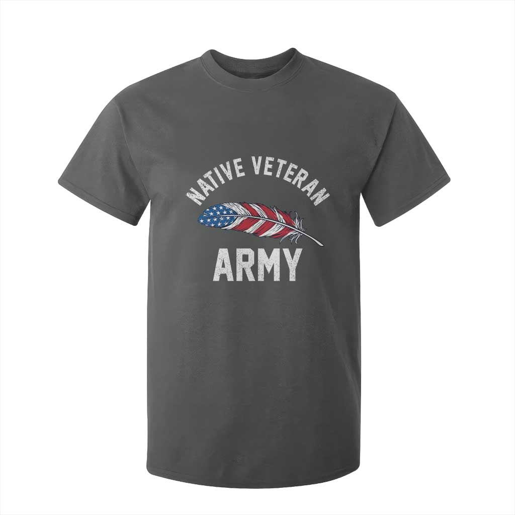 Native American Army Veteran US Flag Indigenous Soldier T Shirt For Kid