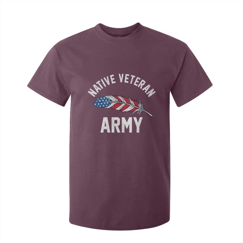 Native American Army Veteran US Flag Indigenous Soldier T Shirt For Kid