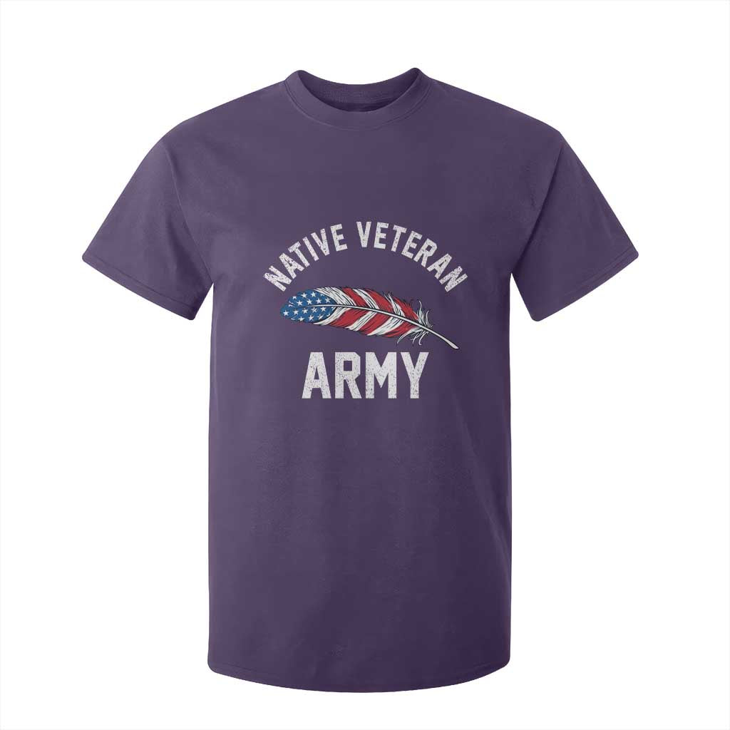Native American Army Veteran US Flag Indigenous Soldier T Shirt For Kid