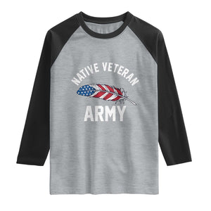 Native American Army Veteran US Flag Indigenous Soldier Raglan Shirt