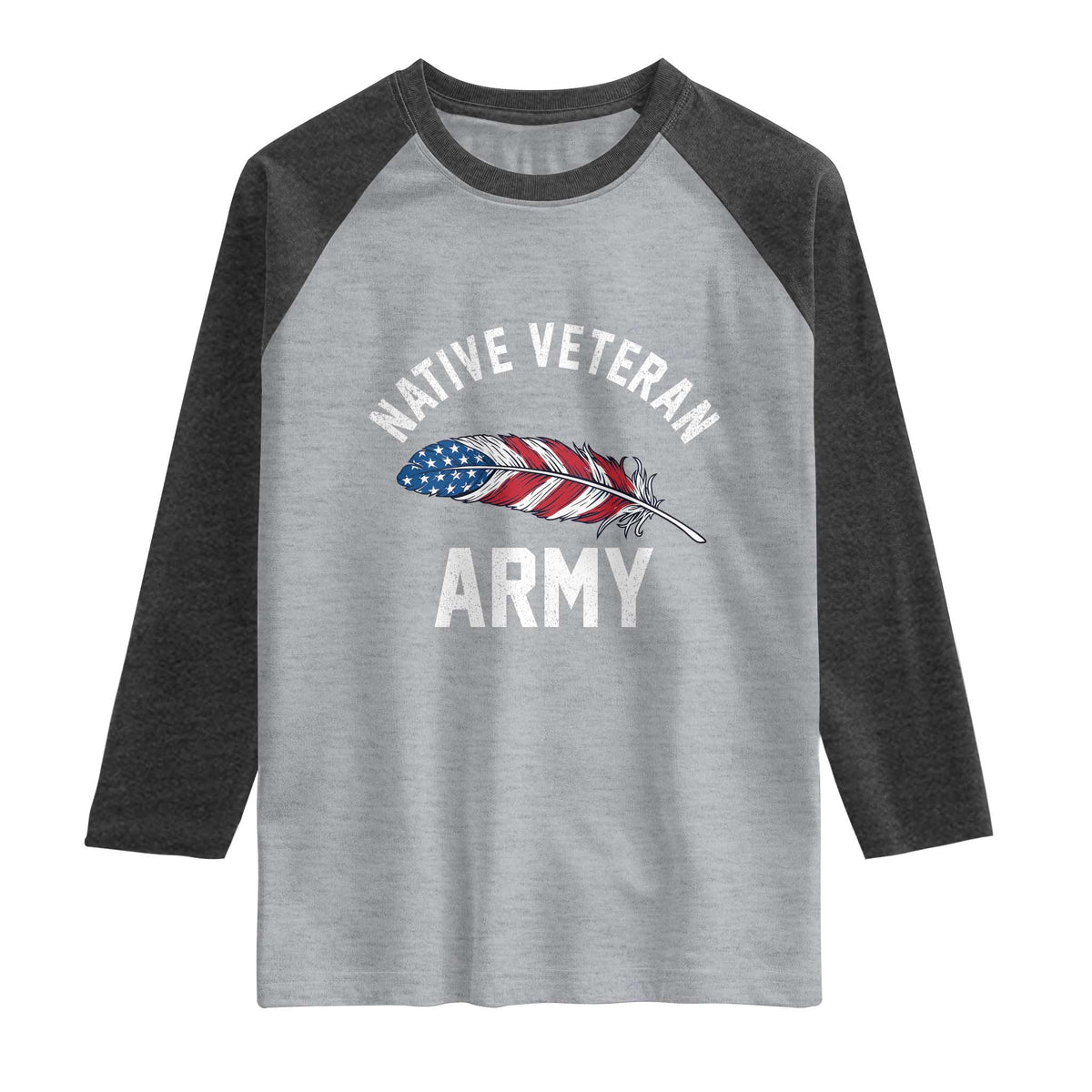 Native American Army Veteran US Flag Indigenous Soldier Raglan Shirt