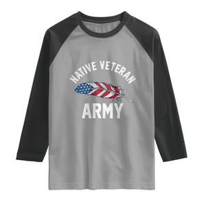 Native American Army Veteran US Flag Indigenous Soldier Raglan Shirt