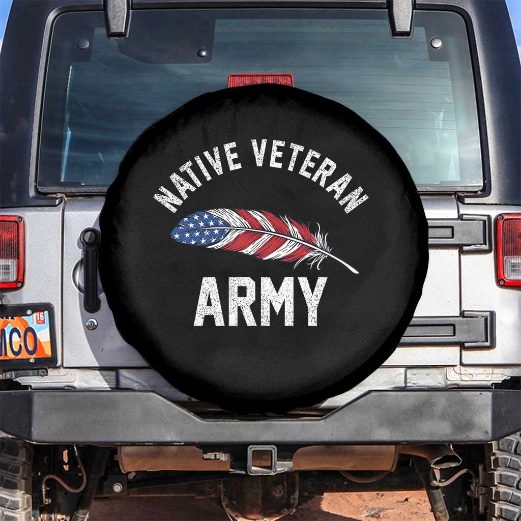 Native American Army Veteran US Flag Indigenous Soldier Spare Tire Cover TS14 No hole Black Print Your Wear