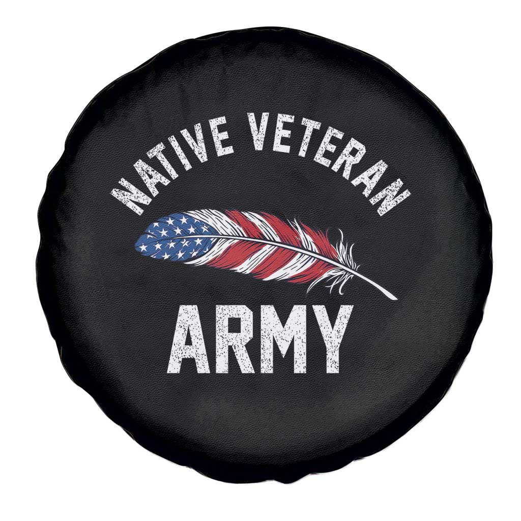 Native American Army Veteran US Flag Indigenous Soldier Spare Tire Cover