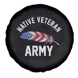 Native American Army Veteran US Flag Indigenous Soldier Spare Tire Cover