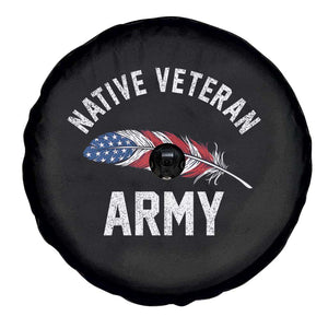 Native American Army Veteran US Flag Indigenous Soldier Spare Tire Cover