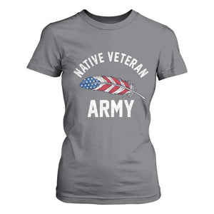 Native American Army Veteran US Flag Indigenous Soldier T Shirt For Women